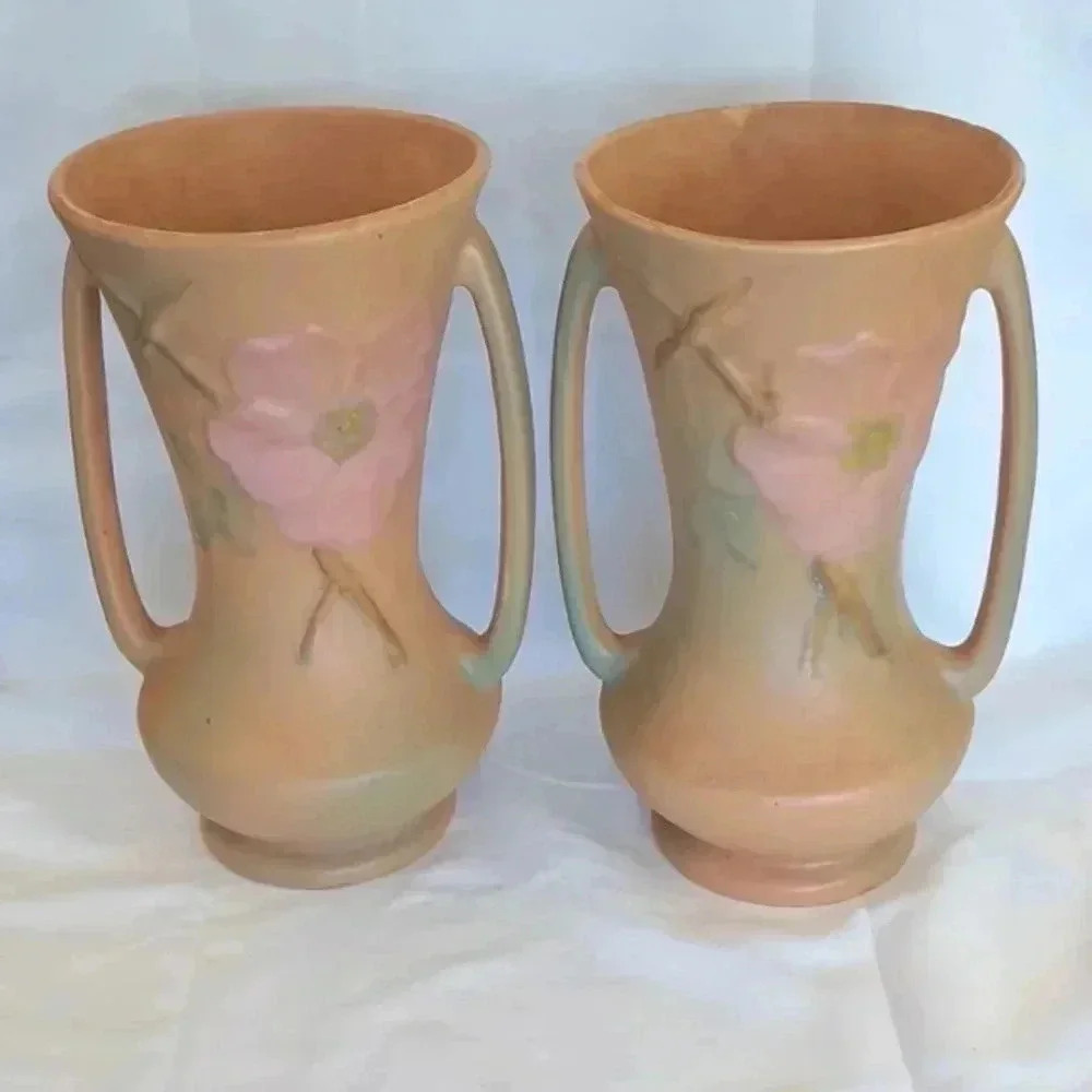 Vintage pair of Weller dogwood vases